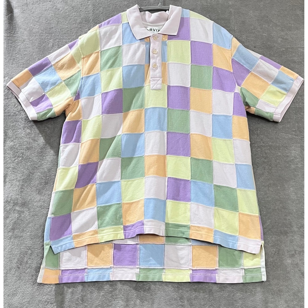 Orvis‎ Patchwork Shirt Mens XL Block Golf Colorblock Resort Pastels Cotton